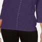 Karen Scott Women's V Neck Studded Top Purple Size X-Small