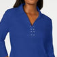 Karen Scott Women's Cotton Lace Up Shirt Ultra Blue Size Small