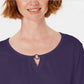 Karen Scott Women's Three Quarter Sleeve Top  Purple Size Small