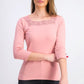 Karen Scott Women's Crochet Square Neck Top Pink Size Small