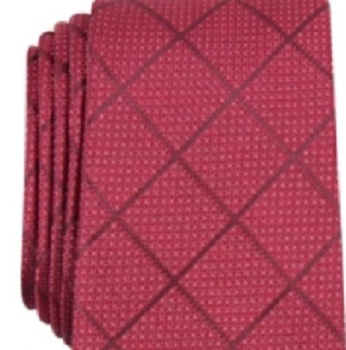 Alfani Men's Sussex Pane Silk Blend Business Neck Tie Red Size Regular