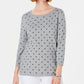 Karen Scott Women's Printed 3/4 Sleeve Sweater Grey Size Petite Small