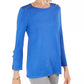 JM Collection Women's Embellished Scoop Neck Top Blue Size Large