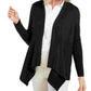 JM Collection Women's Petite Mixed-Ribbed Flyaway Cardigan Black Size Petite Small