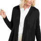 JM Collection Women's Petite Mixed-Ribbed Flyaway Cardigan Black Size Petite Small