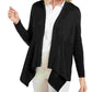 JM Collection Women's Petite Mixed-Ribbed Flyaway Cardigan Black Size X-Large