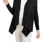 JM Collection Women's Petite Mixed-Ribbed Flyaway Cardigan Black Size X-Large