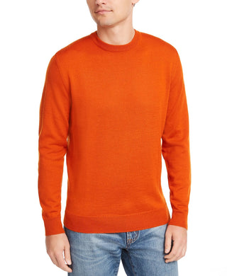 Club Room Men's Solid Crew Neck Merino Wool Blend Sweater Dark Orange Size Large