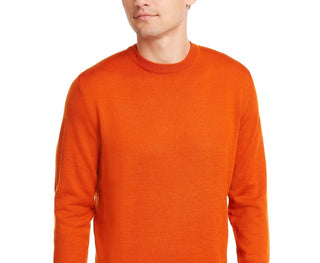 Club Room Men's Solid Crew Neck Merino Wool Blend Sweater Dark Orange Size Large