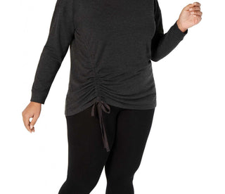 Ideology Women's Front Ruched Top Black Size 2X