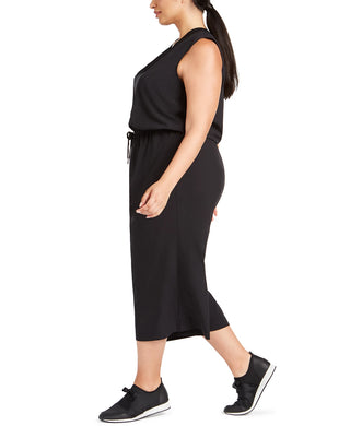 Ideology Women's Plus Sleeveless Drawstring Waist Cropped Jumpsuit Black Size 2X