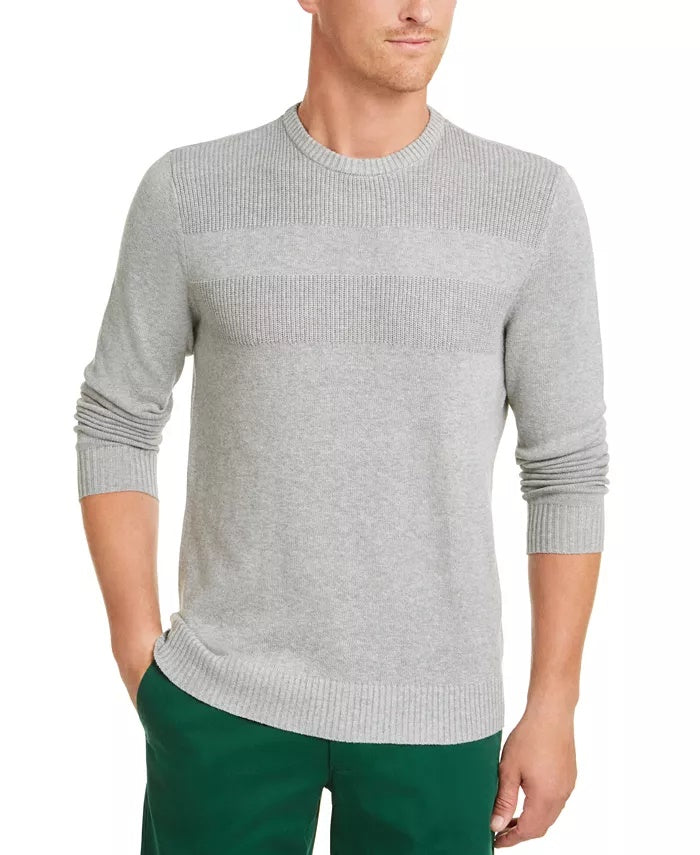 Club Room Men's Cotton Solid Textured Crew Neck Sweater Grey Size XX-Large