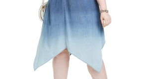INC International Concepts Women's Ombre Handkerchief Hem Dress Blue Size 2X