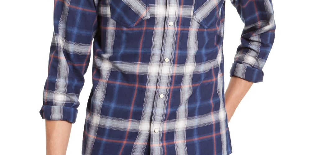 American Rag Men's Plaid Western Shirt Navy Size XX-Large