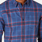 American Rag Men's Contrast Trim Plaid Shirt Navy Size Large
