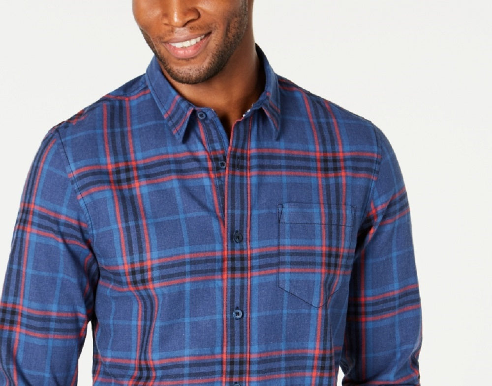 American Rag Men's Shirt Button Down Plaid Longsleeve Navy Size X-Large