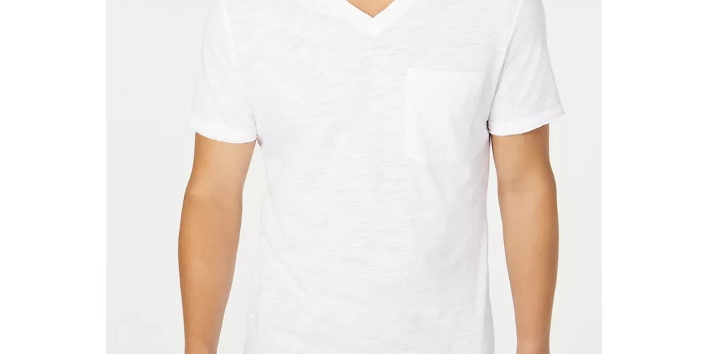 INC International Concepts Men's V-Neck Pocket T-Shirt White Size Medium