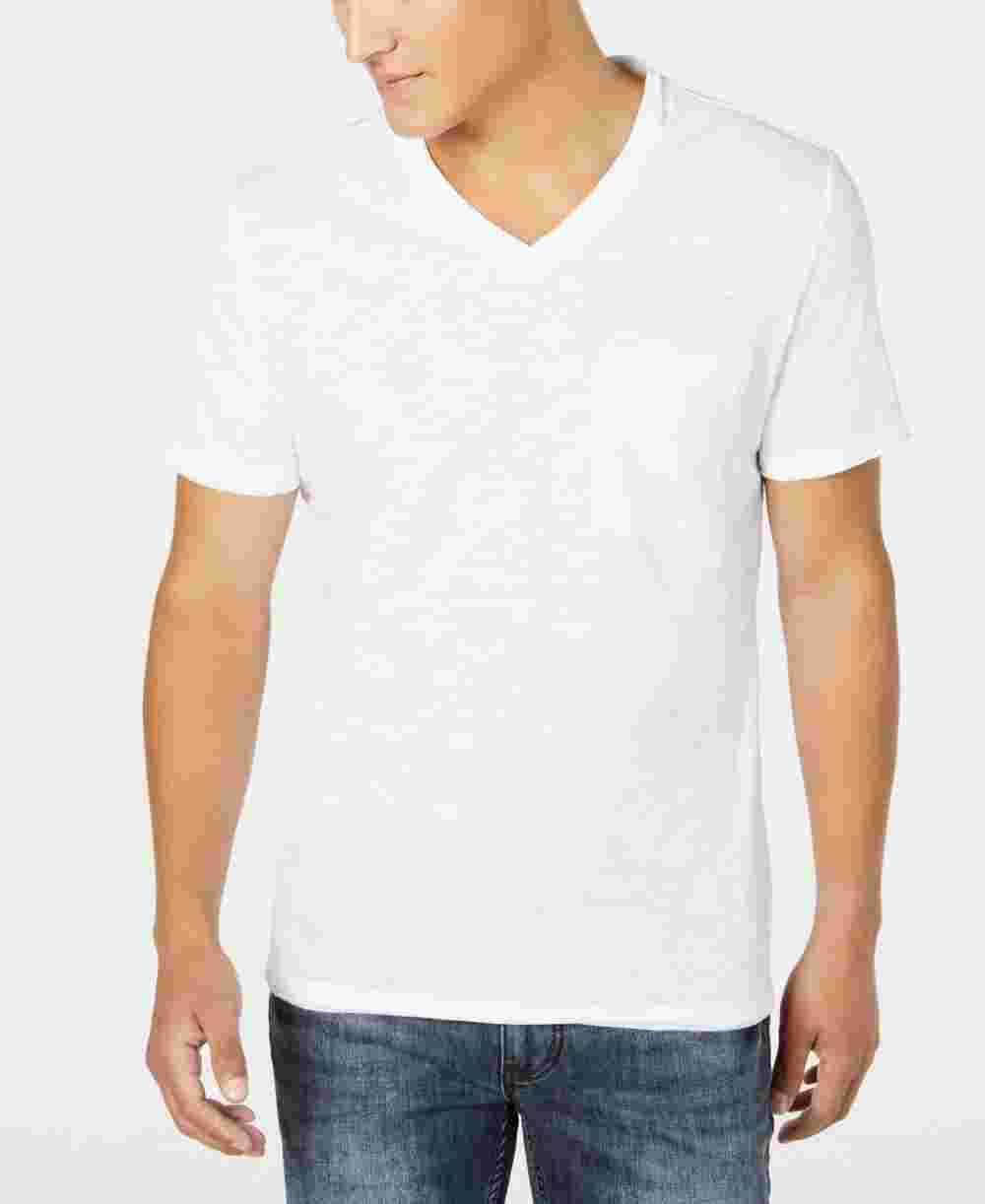INC International Concepts Men's V-Neck Pocket T-Shirt White Size Small