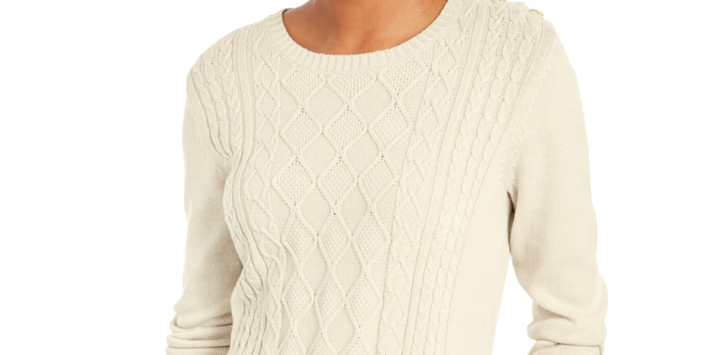 Charter Club Women's Cable Sweater White Size Large