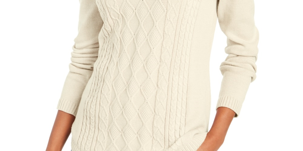 Charter Club Women's Cable Sweater White Size Large