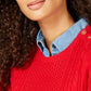 Charter Club Women's Patterned Long Sleeve Crew Neck Sweater Red Size Petite Small