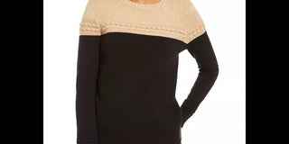 Charter Club Women's Petite Lurex Knit Sweater  Dark Beige Size  X-Large