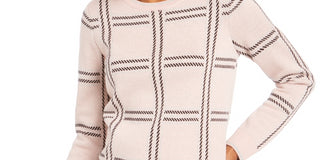 Charter Club Women's Printed Crewneck Sweater Pink Size Small