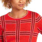 Charter Club Women's Printed Long Sleeve Crew Neck Blouse Top Red Size Petite Small
