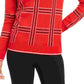 Charter Club Women's Printed Long Sleeve Crew Neck Blouse Top Red Size Petite Small