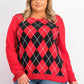 Charter Club Women's Argyle Crewneck Sweater Red Size X-Large