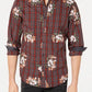 INC International Concepts Men's Plaid Floral Casual Shirt Red Size Small