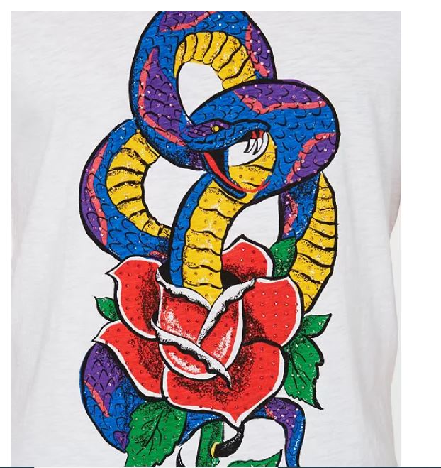 INC International Concepts Men's Rhinestone Snake T-Shirt White Size XXX-Large