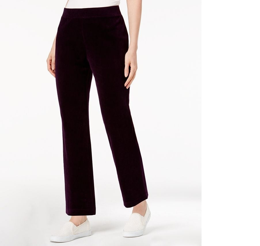Karen Scott Women's Sport Velour Pants Purple Size X-Large