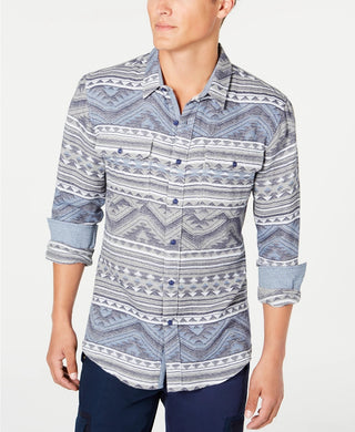 American Rag Men's Geometric Jacquard Shirt Gray Size Small