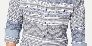 American Rag Men's Geometric Jacquard Shirt Gray Size Small