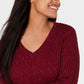 Karen Scott Women's Ribbed V-Neck Sweater  Red Size Large