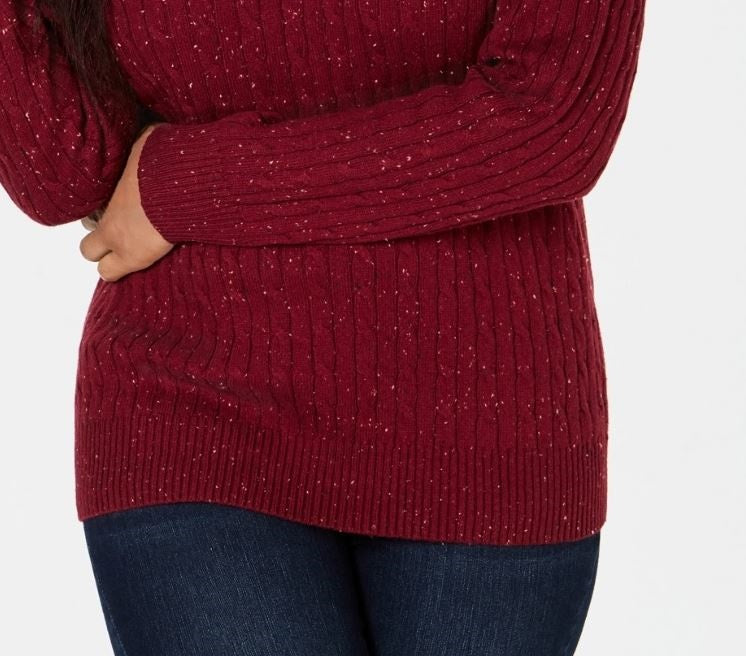 Karen Scott Women's Ribbed V-Neck Sweater  Red Size Large