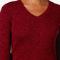 Karen Scott Women's Ribbed V-Neck Sweater  Red Size XX-Large