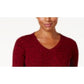 Karen Scott Women's Cotton V Neck Sweater Red Size Medium