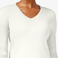 Karen Scott Women's Cotton V Neck Sweater White Size XX-Large