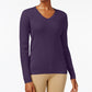 Karen Scott Women's Ribbed Knit Cotton Sweater Purple Size Petite Small-Medium