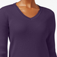 Karen Scott Women's Ribbed Knit Cotton Sweater Purple Size Petite Small-Medium