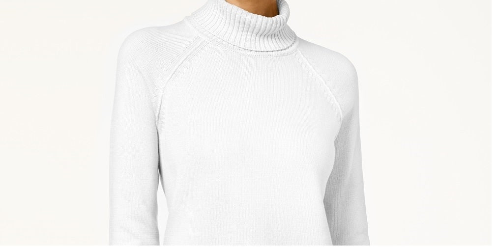 Karen Scott Women's Petite Cotton Turtleneck Sweater White Size Petite Small