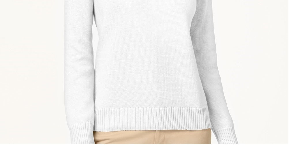 Karen Scott Women's Petite Cotton Turtleneck Sweater White Size Petite Small