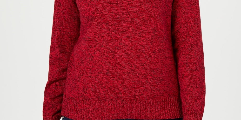 Karen Scott Women's Marled Cotton Turtleneck Sweater Bright Red Size X-Small