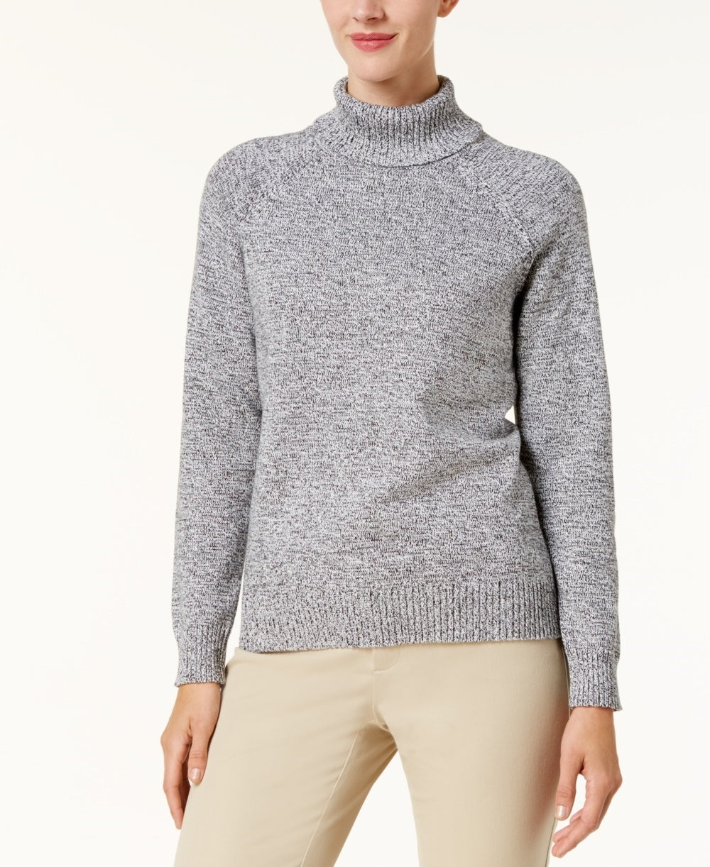 Karen Scott Women's Marled Cotton Turtleneck Sweater White Size XX-Large
