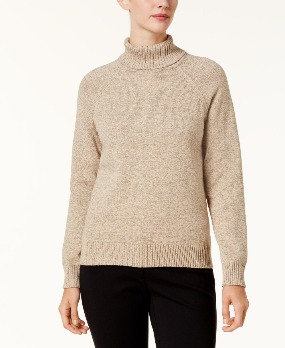 Karen Scott Women's Cotton Turtleneck Sweater Brown Size Petite XL