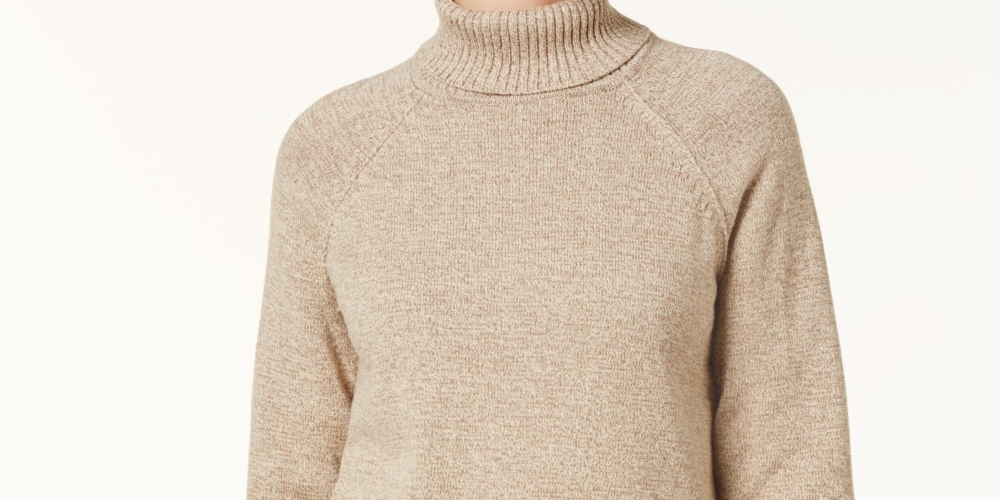 Karen Scott Women's Cotton Turtleneck Sweater Brown Size Petite XL