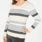 Karen Scott Women's Petite Cotton Striped Cable-Knit Sweater Brown Size Petite