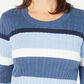 Karen Scott Women's Cotton Striped Cable Knit Sweater Blue Size Petite Large